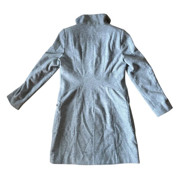 Zara Gray Wool Coat ASO Pippa Middleton L Full Zip Midi Stand Collar Grey Gray - Picture 2 of 11